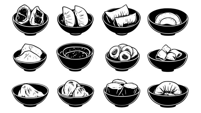 Collection of Dumplings digital art, Dumplings vector graphic, repetitive pattern