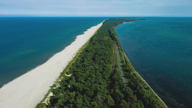 Aerial View of Hel Peninsula on Baltic Sea, Poland