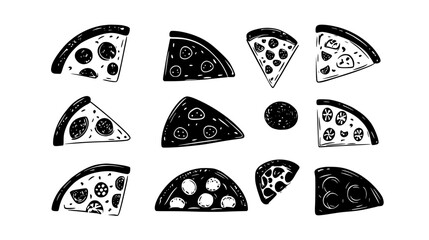 Collection of Mini Pizzas vector icons, Mini Pizzas vector art pattern
