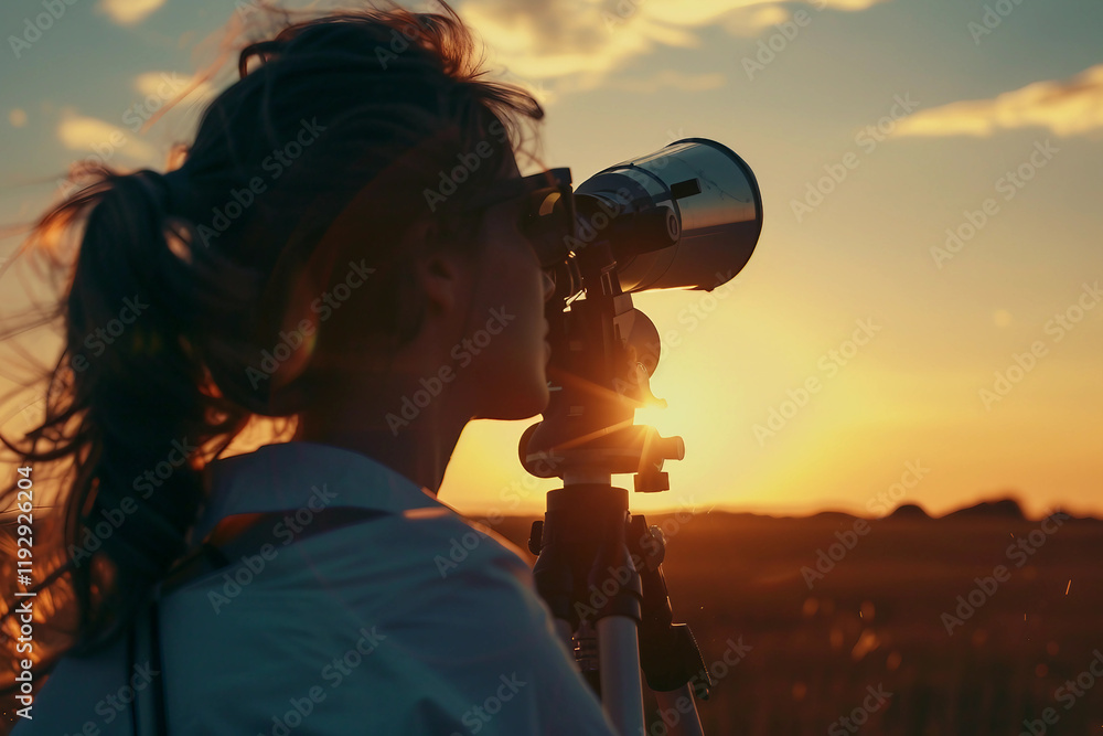 Aufkleber an astronomer observing the solar eclipse generative ai image