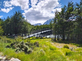 wooden bridge over the river