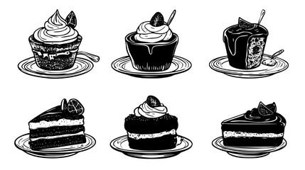 Collection of Tiramisu icons, Tiramisu illustration art, seamless pattern