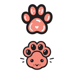 funny cartoon. Cat paw vector illustration. Cat and dog paw vector icon. cat and dog paw icon. Paws Icons. Dog, bear and cat paw prints collection. EPS 10. 