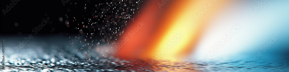 Poster water droplets and splash creating an abstract background with vibrant colors and effects