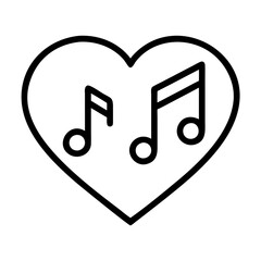 music lover heart icon, music lover heart line art - simple line art of music lover heart, perfect for music lover heart logos and icons and themed design