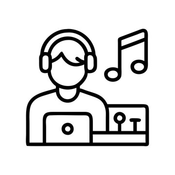 dj with headphones and music note clip art preview