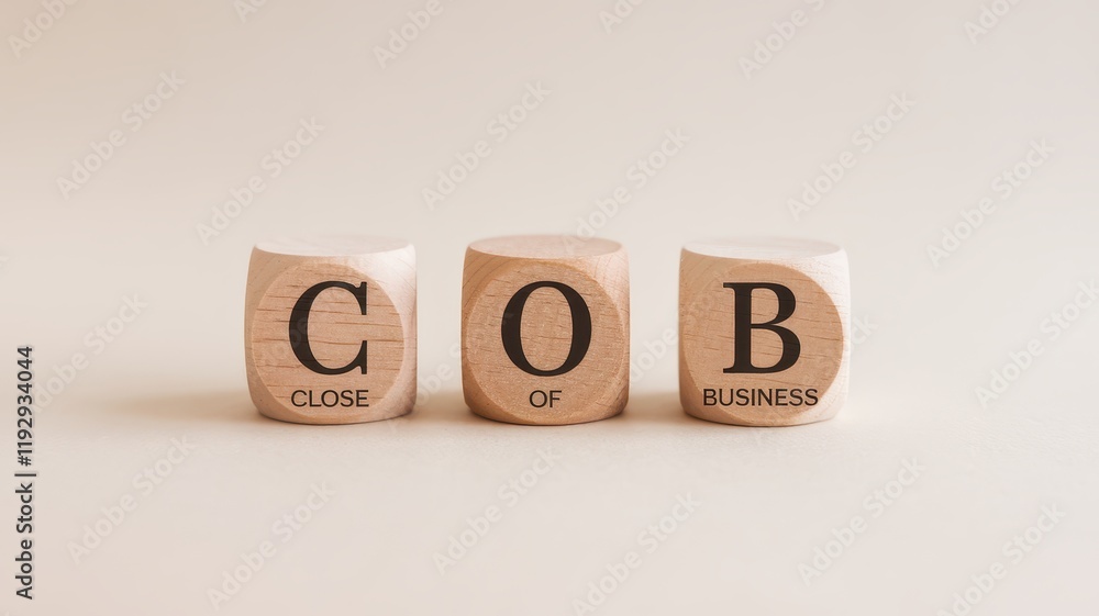 Aufkleber close up view of three wooden cubes or blocks with the letters c o and b carved or printed on them s