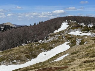 The last remnants of spring snow after a long and harsh mountain winter - Northern Velebit National...