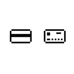 pixel credit card icon. Vector pixel art bank card 8 bit for game company logo template 