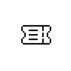 pixel ticket icon. Vector pixel art booking ticket 8 bit for game company logo template 