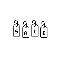 pixel sale tag icon. Vector pixel art sale 8 bit for game company logo template
