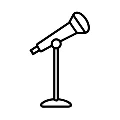 singing microphone stand icon, singing microphone stand line art - simple line art of singing microphone stand, perfect for singing microphone stand logos and icons and themed design