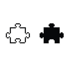 Obraz premium pixel Puzzle icon. Vector pixel art 8 bit for game company logo template 