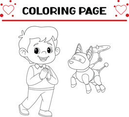 young people play with cyber dog coloring page for kids
