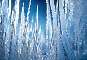 detailed close frosted glass showcasing intricate icicle patterns textures captured beautiful detail, art, beauty, background, blur, chilly, clarity, cold