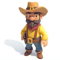 Cute cartoon villager in hat standing in isometric view in a casual game style isolated on a white background