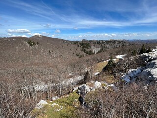 The last remnants of spring snow after a long and harsh mountain winter - Northern Velebit National...