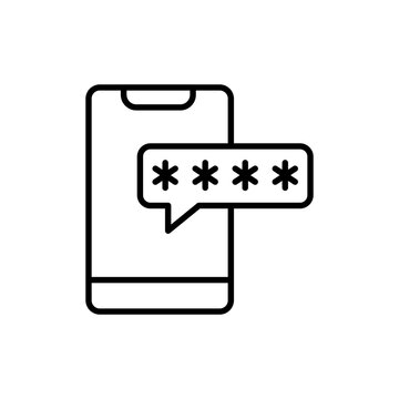 Mobile authenticator outline icons, minimalist vector illustration ,simple transparent graphic element .Isolated on white background