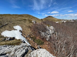 The last remnants of spring snow after a long and harsh mountain winter - Northern Velebit National...