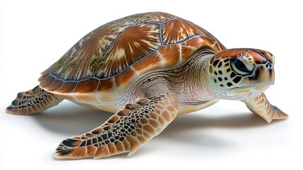 Cute Turtle on White Background
