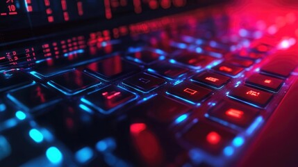 Cyberpunk Keyboard: Neon Lights and Digital Dreams