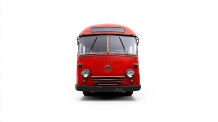 Vintage Red Light Rail Vehicle on White Background. Generative AI
