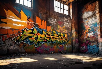 Fototapeta premium textured urban backdrops featuring multi hued graphical rustic surfaces ideal creating dynamic architectural product, aesthetic, background, cityscape