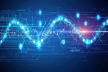 Obraz premium Exploring the Geometry of Life DNA and Nutrition Science in a Digital Environment