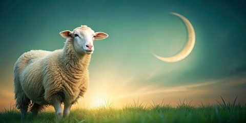 Simple sheep image: A minimalist Eid al-Adha Mubarak greeting, honoring the tradition of animal sacrifice.