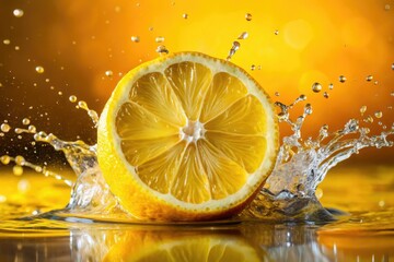 Sizzling lemon wedge, juicy splash, vibrant citrus burst.  Pure photography perfection.