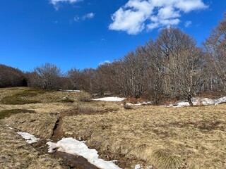 The last remnants of spring snow after a long and harsh mountain winter - Northern Velebit National...