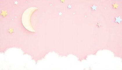 Pastel Moon and Stars Dreamscape Sweet and Gentle Childlike Composition