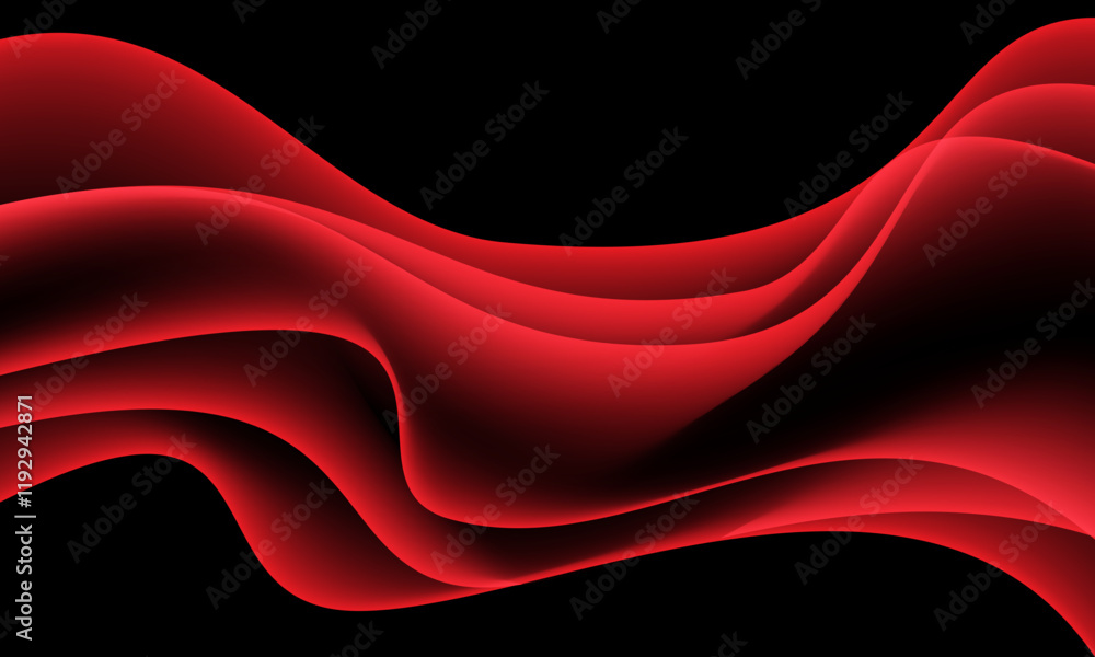 Poster abstract red wave curve overlap on black background vector
