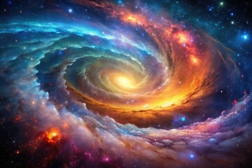 Fototapeta premium A majestic galaxy with vibrant colors and swirling clouds of gas, cosmic dust, astronomy images