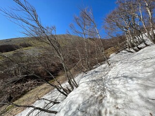 The last remnants of spring snow after a long and harsh mountain winter - Northern Velebit National...