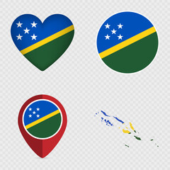 Solomon Islands Flag Icons Pack. Vector illustration.