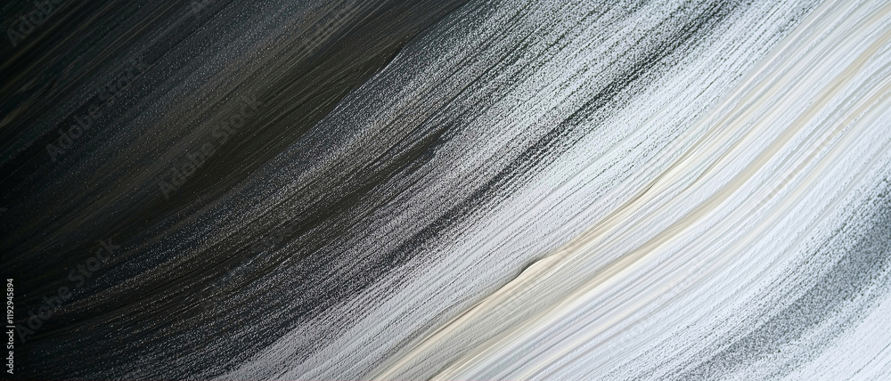 Poster abstract brush strokes and texture in grayscale with dynamic flow and movement