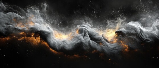 A vibrant cosmic cloud flows with rich colors and intricate textures in deep space
