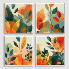 Fototapeta premium A Stunning Set of 4 Botanical Wall Art Posters Perfect for Home and Office Decoration