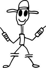 funny smiling anthropomorphic alien in a hat looking at the camera with resistors instead of hands and capacitors instead of legs