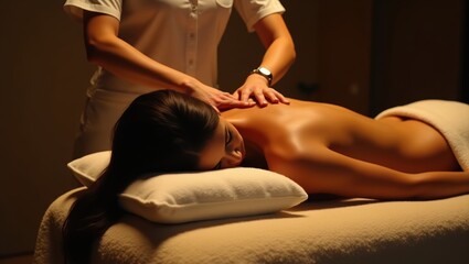 Obraz premium Soothing Massage with Gentle Light and Comforting Glow