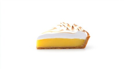Lemon Meringue Pie Slice on White. Generative AI