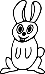 funny cute bunny sits smiling and looking at the camera