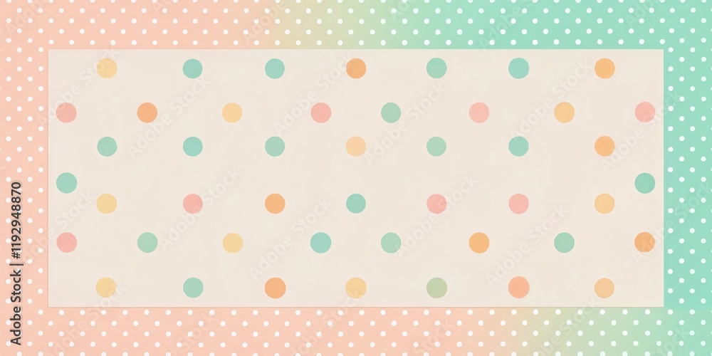 Poster Pastel Polka Dot Pattern Background with Central Rectangle