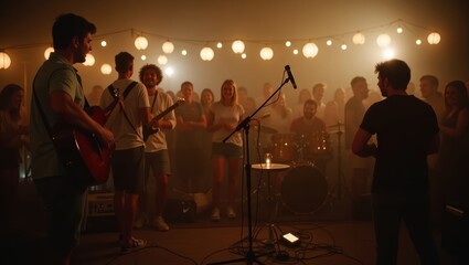 Fototapeta premium Lively Party Scene with Music and Warm Lighting