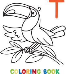Obraz premium Funny toucan. Animals coloring book for kids
