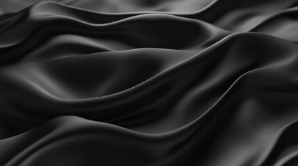 Obraz premium Luxurious black silk fabric with elegant, flowing drapes and soft folds.