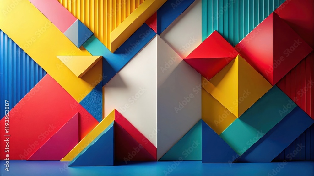 Aufkleber abstract geometric colorful wall design with triangles and rectangles