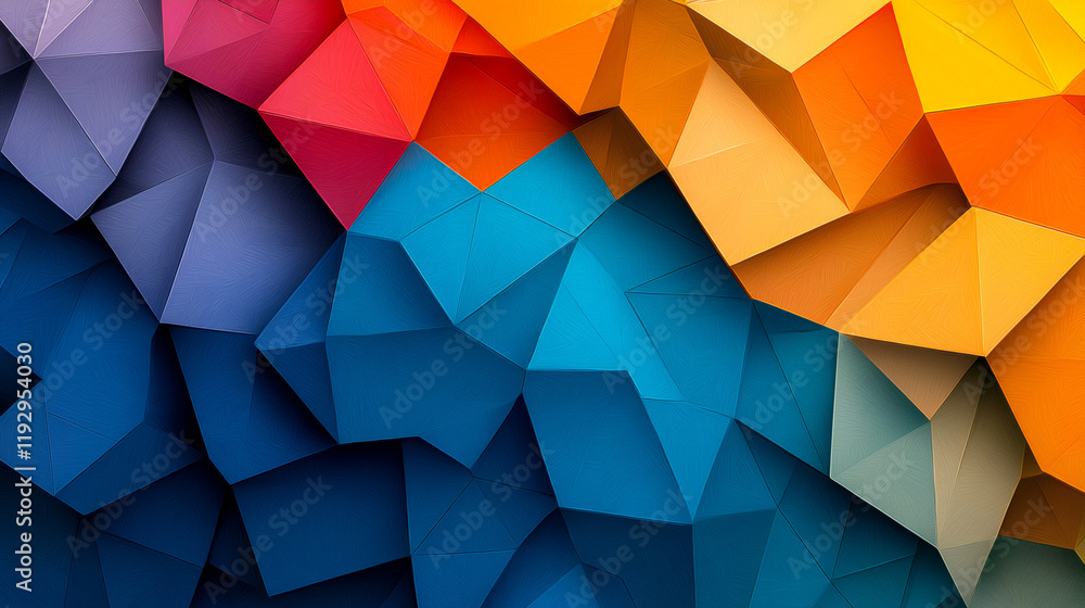 Poster colorful polygonal background with bright triangles in vibrant hues. this abstract design features b