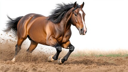 Obraz premium Horse Galloping in Dusty Ground